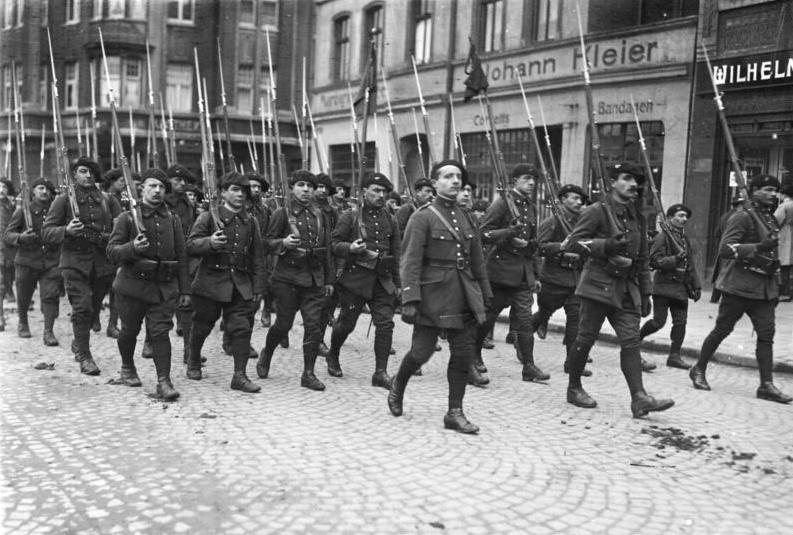 Chasseurs Alpins during the Occupation of the Ruhr in Buer circa. 1923