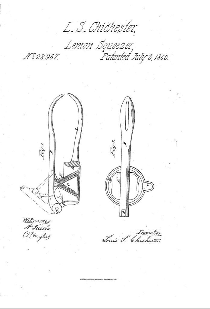 Lemon Juicer Patent from 1860